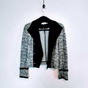 Calvin Klein grey jacket with black contrast detailing and silver buttons size 6